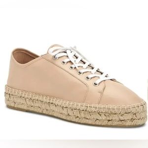 Aquatalia Flyn Water Resistant Platform Espadrille Sneaker In Cappuccino Size 7